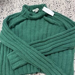 American Eagle Outfitters Green Ribbed Turtleneck Sweater